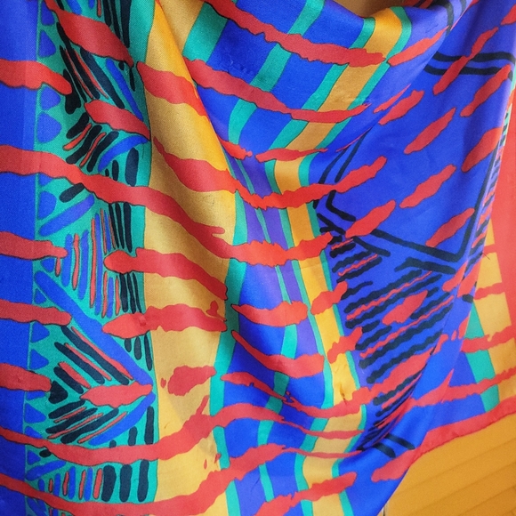Retro Vibrant Multicolor Abstracts Square Scarf - Picture 3 of 7